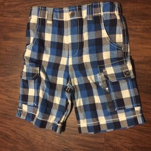 Arizona Toddler Boys Cargo Shorts Blue Plaid 3T/4T